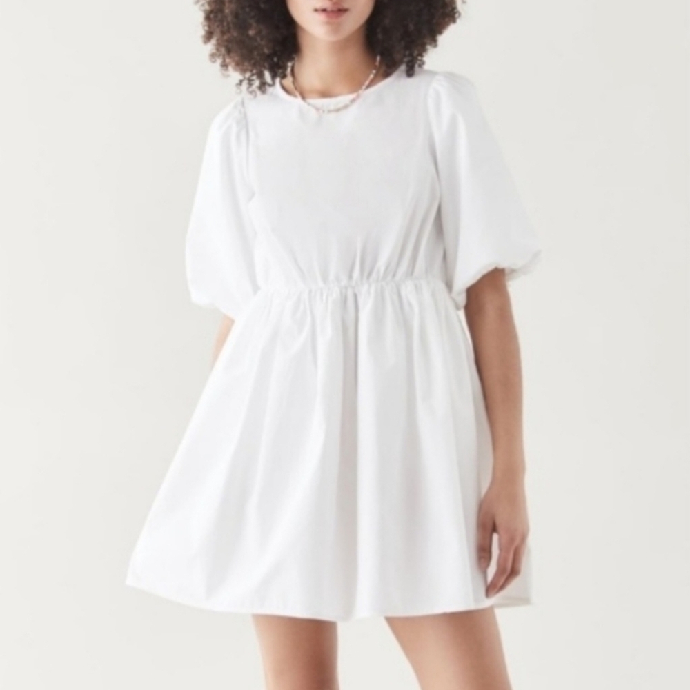 Madewell White Puff Sleeve Mini Dress